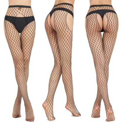 Hollow Out Crotch Fishnet Stockings