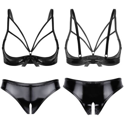 Open Cup Crotchless Lingerie with Strappy Detailing