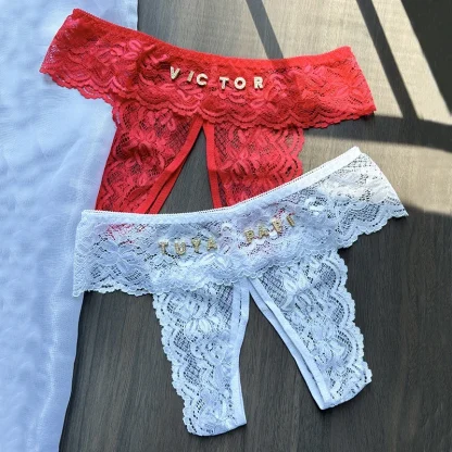 Crotchless Lace Panty with Custom Letters - Image 5