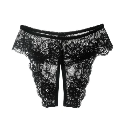 Open Crotch Panty with Transparent Lace - Image 9