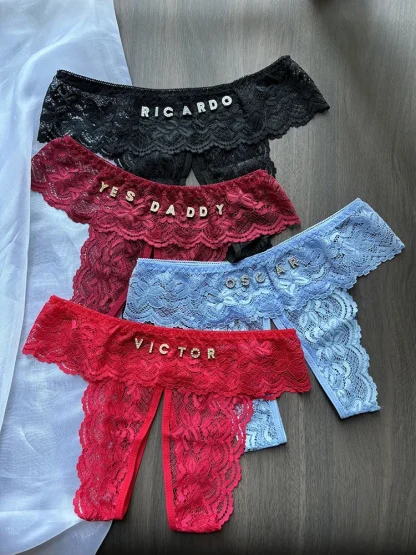 Crotchless Lace Panty with Custom Letters - Image 6