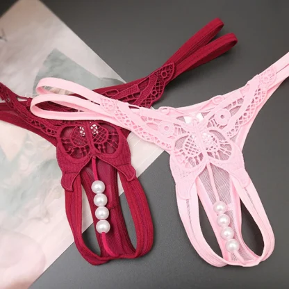 Hot Beaded Thong with Embroidered Butterfly - Image 2