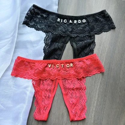 Crotchless Lace Panty with Custom Letters - Image 3