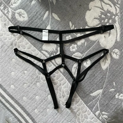 Elastic Crotchless Thong with Multi Strap Design - Image 2