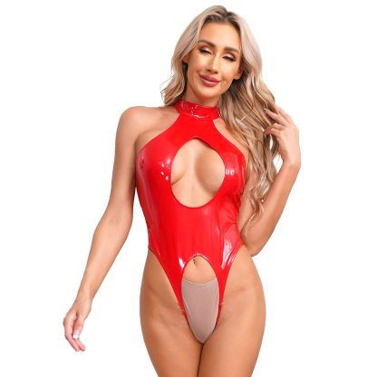 Crotchless Halter Bodysuit with Bust Cutout - Image 14