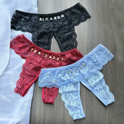 Crotchless Lace Panty with Custom Letters - Image 4