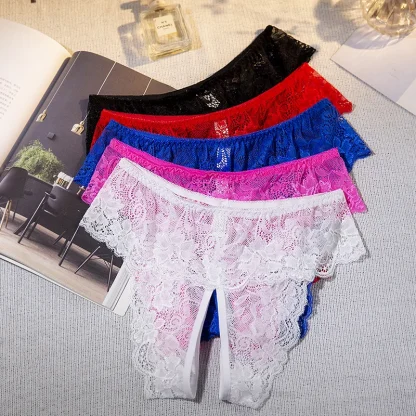 Open Crotch Panty with Transparent Lace - Image 5