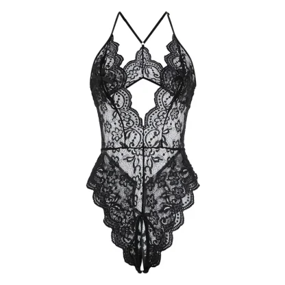 Open Crotch Bodysuit with Deep V-neck Detailing - Image 11